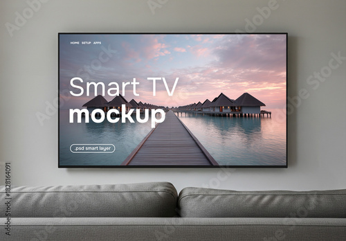 A tv screen mockup in living room