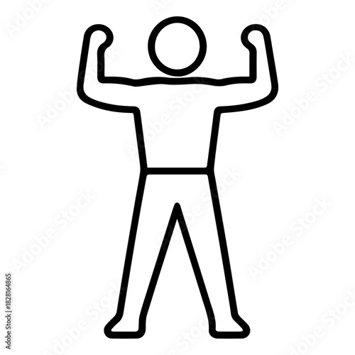 man in a winning pose vector line icon on a white background Vector line icon on a white background