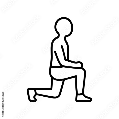 man lunging vector line icon on a white background Vector line icon on a white background