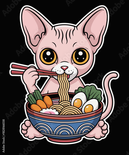 Sphynx Cat Ramen Anime Kawaii