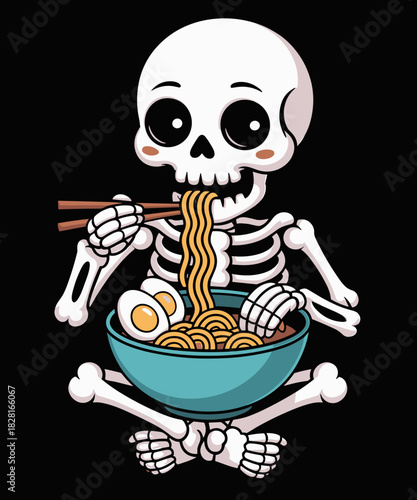 Skeleton Japanese Ramen Noodles Anime Halloween