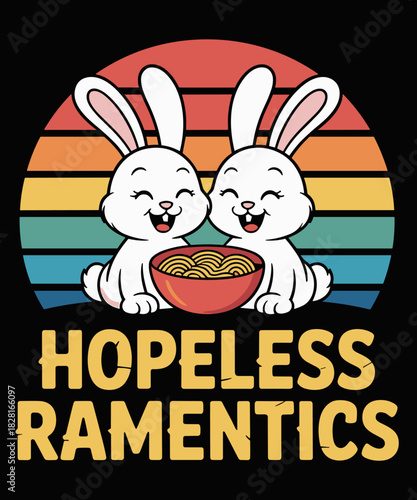 Hopeless Ramentics Bunnies Ramen Retro Anime Japanese Noodle
