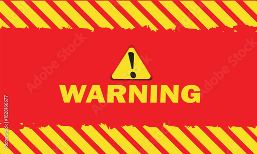 Warning sign with exclamation point on red and yellow background