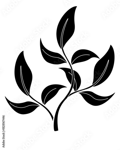 Aquatic plant, aquarium bush, seaweed – vector silhouette image for a logo, pictogram, or stencil. Marine underwater plant silhouette for laser cutting