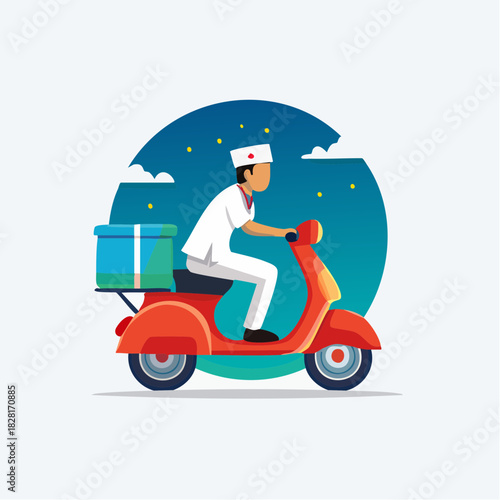 man riding scooter