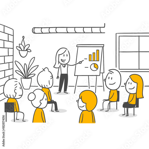 A Learning Environment Where An Employee Presents To Colleagues And Explains Data.
