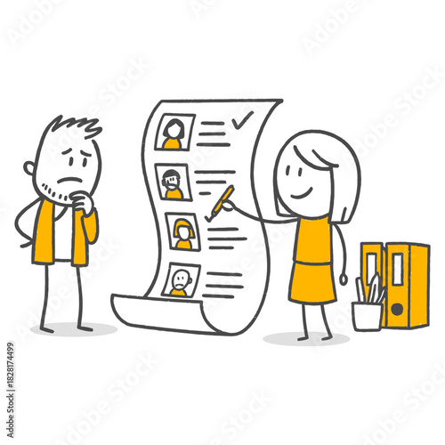 Human Resources Employees Evaluating And Filtering Job Applications In The Field.