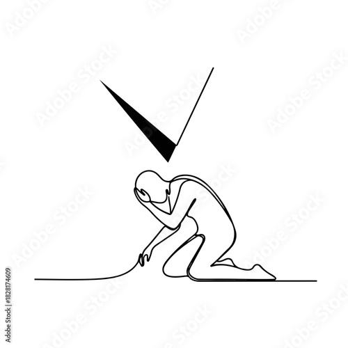 Silhouette man suffering from abuse with head in hands, kneeling under pressure. Concept abuse reflects social issues, depression, and stress. Mental abuse is important to acknowledge.