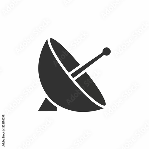 Radio antenna is a receiver for signal transmission, showing satellite dish on white background. Communication antenna symbolizes advanced technologies in broadcast,