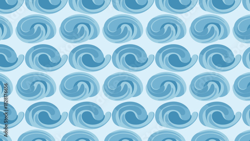Seamless pattern of stylized blue waves on a light background