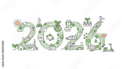 2026 ecofriendly concept with environmental icons, isolated on
