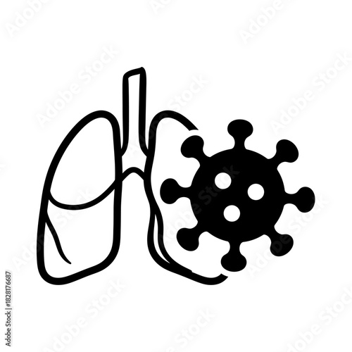 Coronavirus affecting human lungs, isolated on