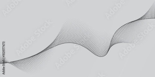 Abstract waveform made of dots in rhythmic pattern