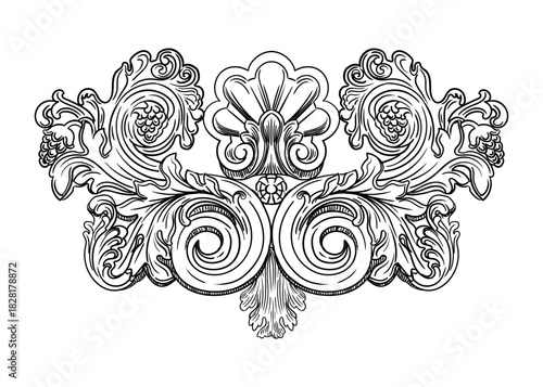 Hand drawing filigree decorative flourish vector illustration