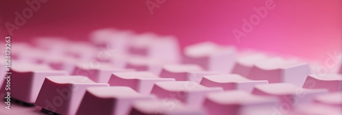 Close-up of white computer keyboard on vibrant pink background