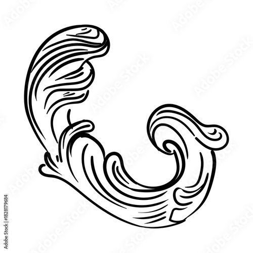 Abstract scroll art artistic design element vector illustration