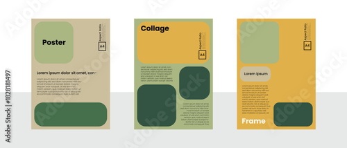 Rounded widget style poster collage with soft color blocks