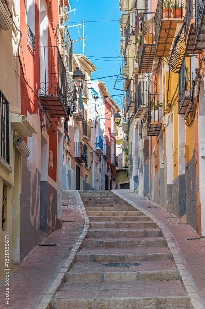 Fototapeta premium Narrow streets in the old town of Villajoyosa, Spain