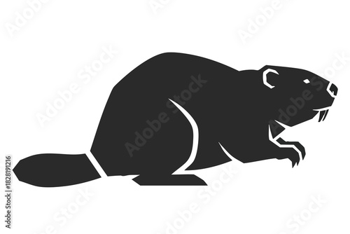 Simple Black Beaver Silhouette Illustration