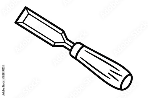 Black and White Illustration of a Woodworking Chisel