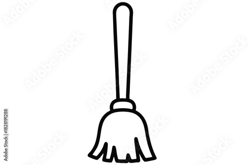 Simple Black and White Illustration of a Broom