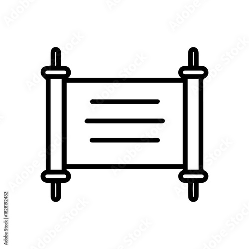 ancient scroll vector line icon on a white background Vector line icon on a white background