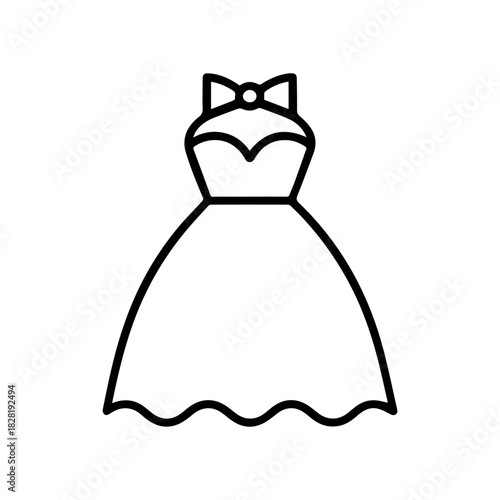 wedding dress vector line icon on a white background Vector line icon on a white background