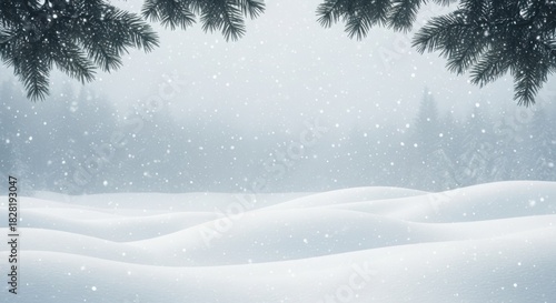 Wallpaper Mural Snowy landscape with snow-covered hills and trees in the background. Torontodigital.ca