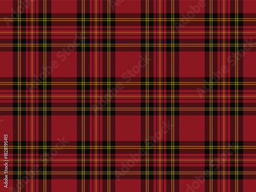 Christmas tartan plaid seamless pattern, burgundy red yellow warm rich holiday check seamless background. Perfect for winter clothing design, luxury festive themes and traditional decor