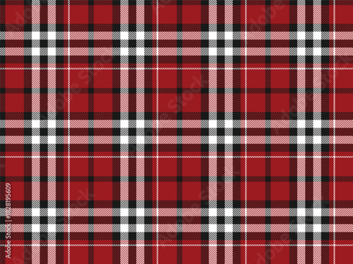 Holiday tartan plaid seamless pattern, red white gray modern winter check seamless background. Great for stylish Christmas textiles, prints, stationary and minimalist seasonal designs