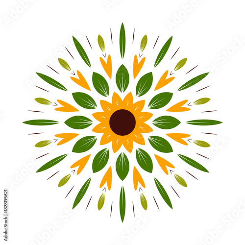 Sunflower Burst Floral Element Design