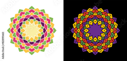 Colorful Geometric Mosaic Round Design