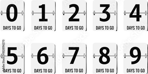 Days to go mechanical flip clock countdown numbers