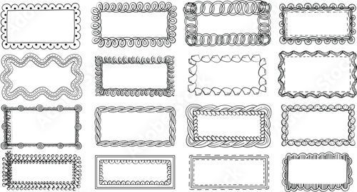 Hand-drawn decorative frames and borders design set