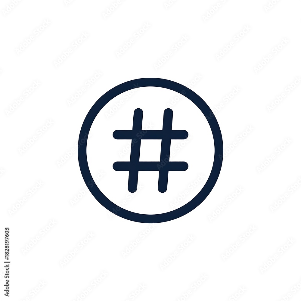 Obraz premium Hashtag Symbol in a Circle - A Simple and Modern Design Element.
