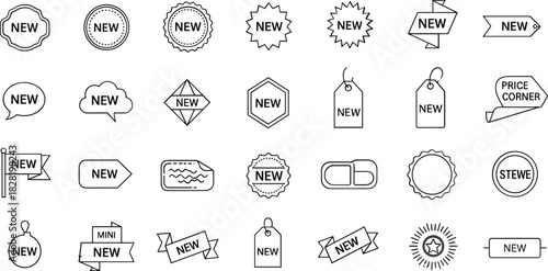 Modern new product tag and sale badge vector icon set