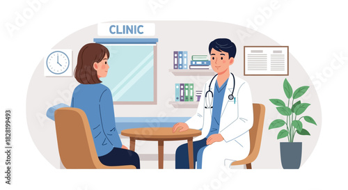 Doctor and Patient Consultation in a Clinic Setting Healthcare Advice and Support