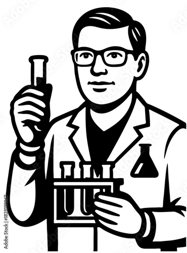 Lab technician conducting experiments with test tubes