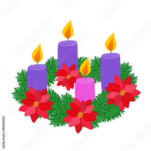 Quadro su tela Advent wreath with colored candles, betrayal on Christmas Eve.