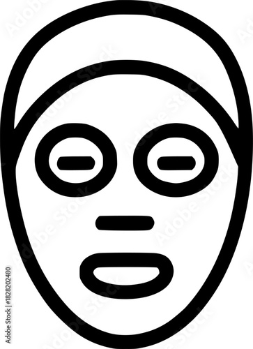 An outline icon representing a person with a face mask and towel, symbolizing beauty treatment, skincare, and relaxation.