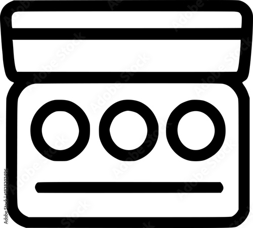 An outline icon representing an open eyeshadow palette, symbolizing makeup, beauty, cosmetic colors, and eye styling.