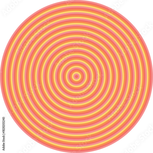 Visual effect created by coral-pink, coral, orange and yellow circles getting