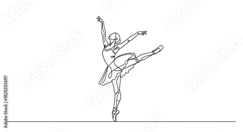 Elegant ballerina poised en pointe in a graceful ballet pose