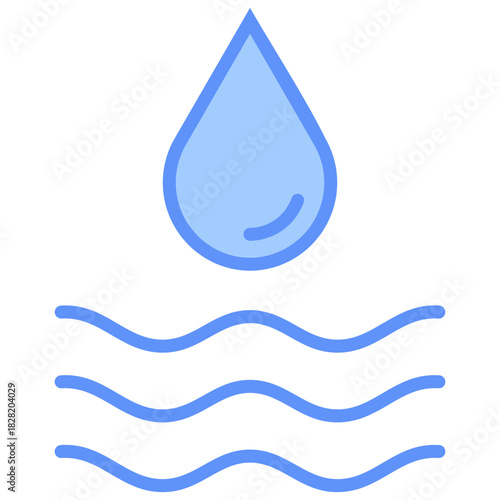 Water Outline Blue Color Icon