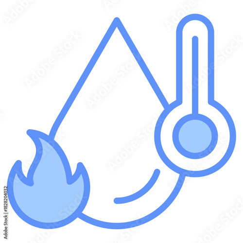 Hot Water Outline Blue Color Icon