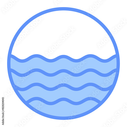 Sea Outline Blue Color Icon