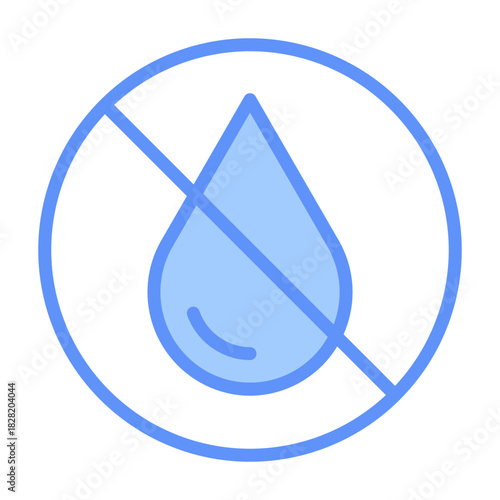 No Water Outline Blue Color Icon
