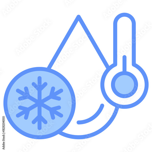Cold Water Outline Blue Color Icon