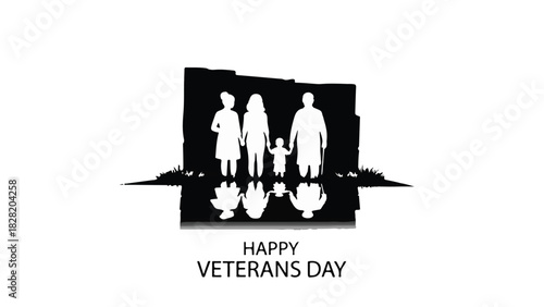 Family silhouette honored on Veterans Day, reflecting strength and unity.