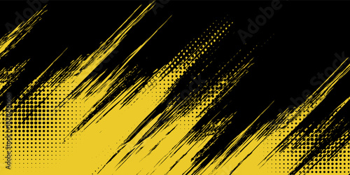 Abstract Black and Yellow Dirty Grunge Background with Halftone Effect. Sports Background vector eps10